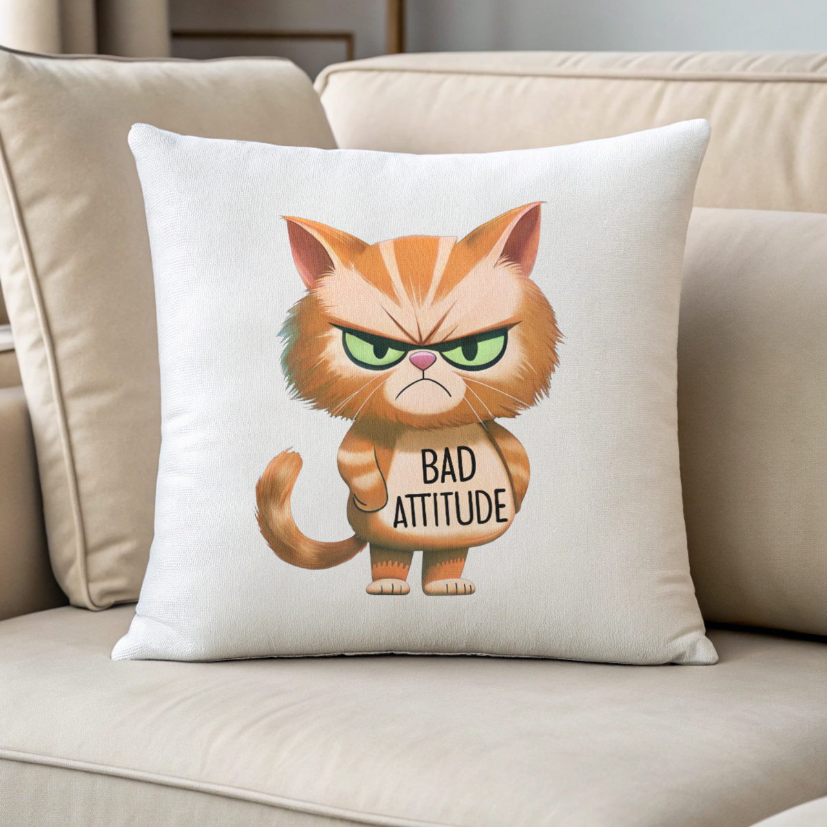 Bad Cat Attitude DTF Transfers | Edgy Applique Patches for Streetwear & Home Textiles | Bold Graphic Art Style | High-Definition Color Retention | Reusable DIY Decor Solution