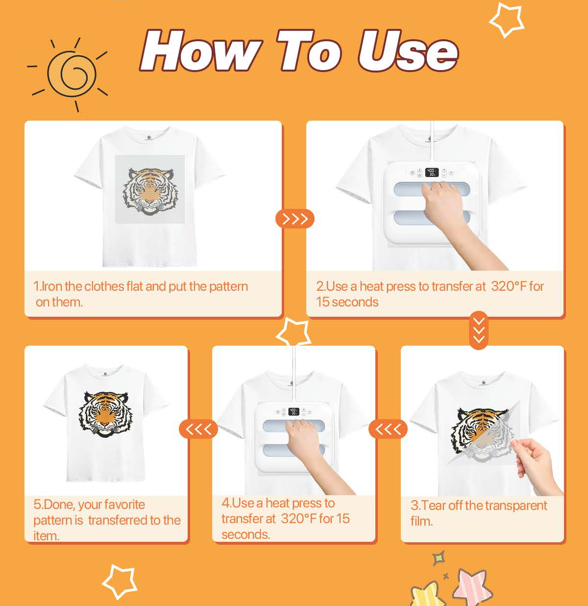 DTF Heat Transfer Iron On Sticker Bold Tiger Design Animal Pattern Sublimation Transfer for Apparel