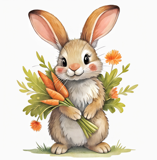 Easter Carrot Rabbit  Iron-On Stickers Bunny | Multi-Surface Heat Transfer Decals for Hoodies, Bags & Home Decor | Washable & Durable Appliqué with Cute Spring Theme | Endless DIY Crafting Options
