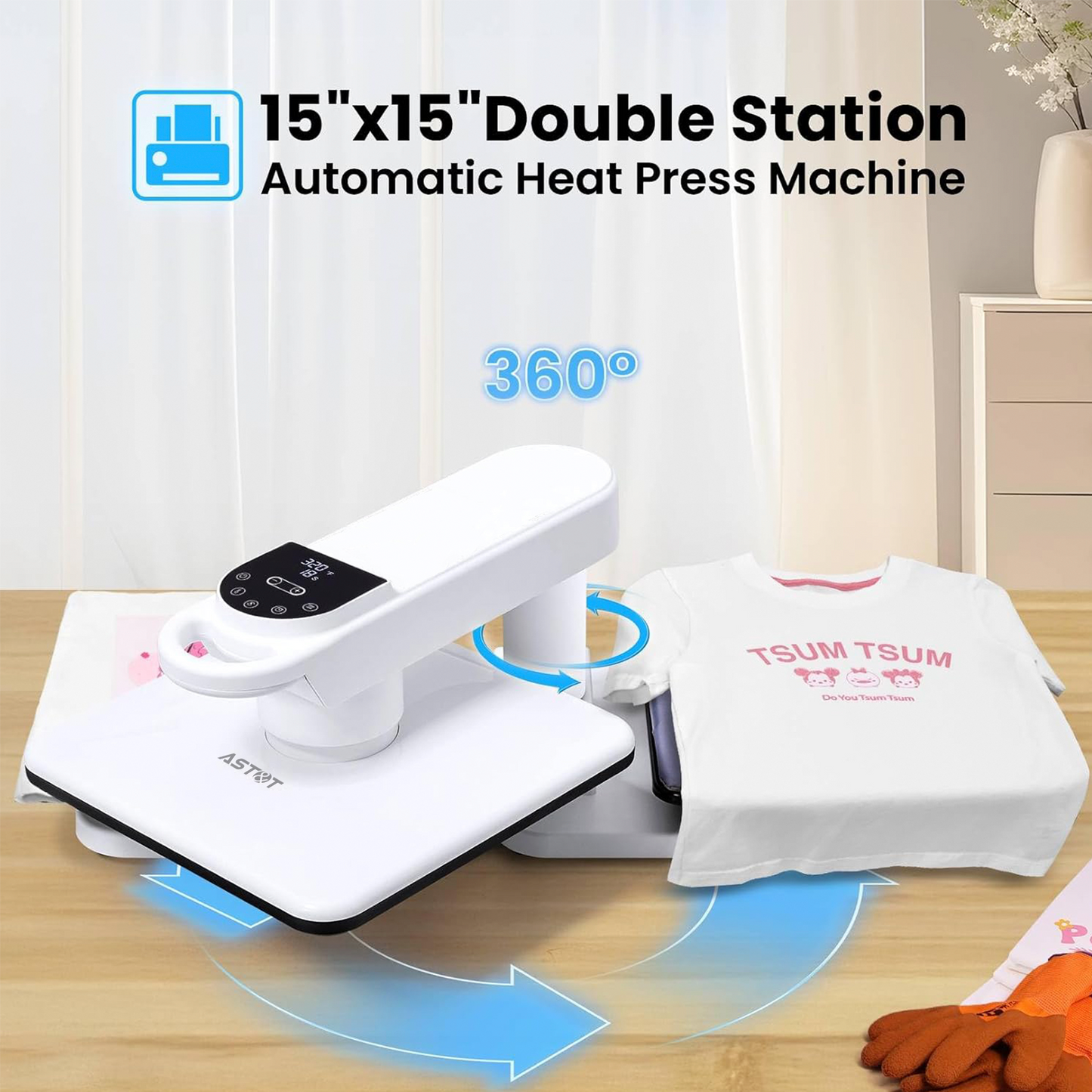15''x15'' with Double Workbench- 360° Dual Auto Heat Press