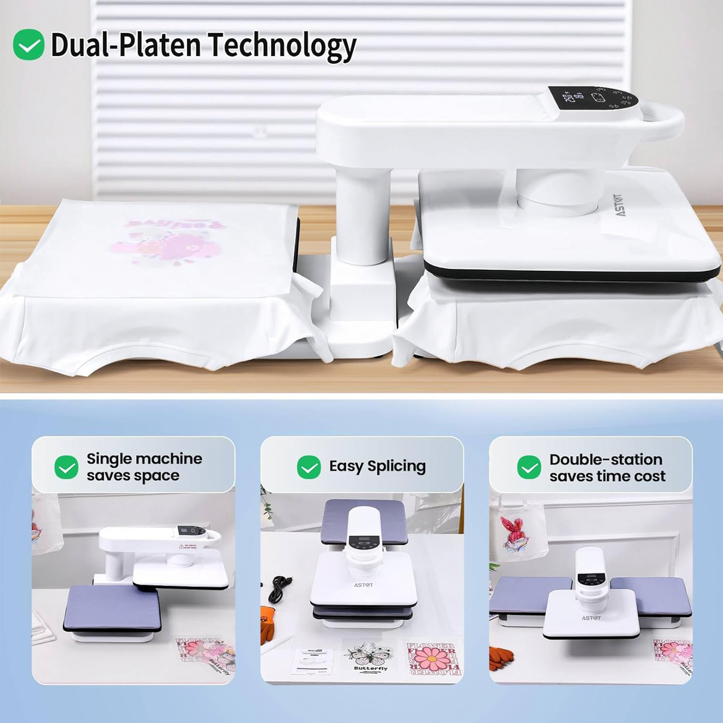 15''x15'' with Double Workbench- 360° Dual Auto Heat Press