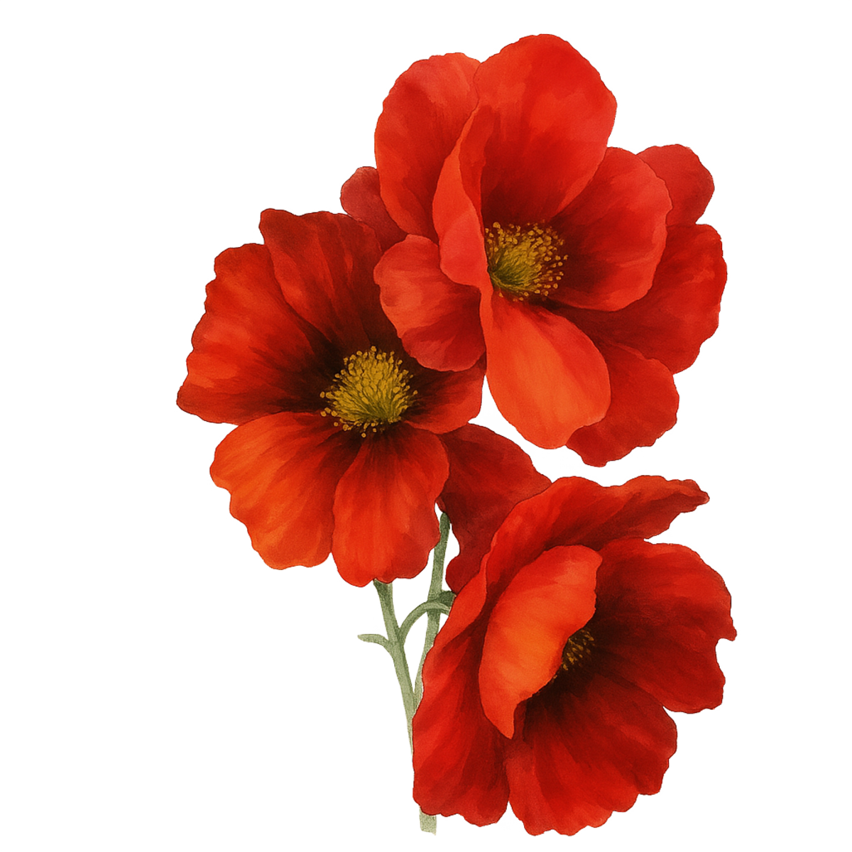 DTF Heat Transfer Iron On Sticker, Watercolor Red Poppy Flower Bouquet, for Floral - Inspired Apparel & Nature - Lover Gifts