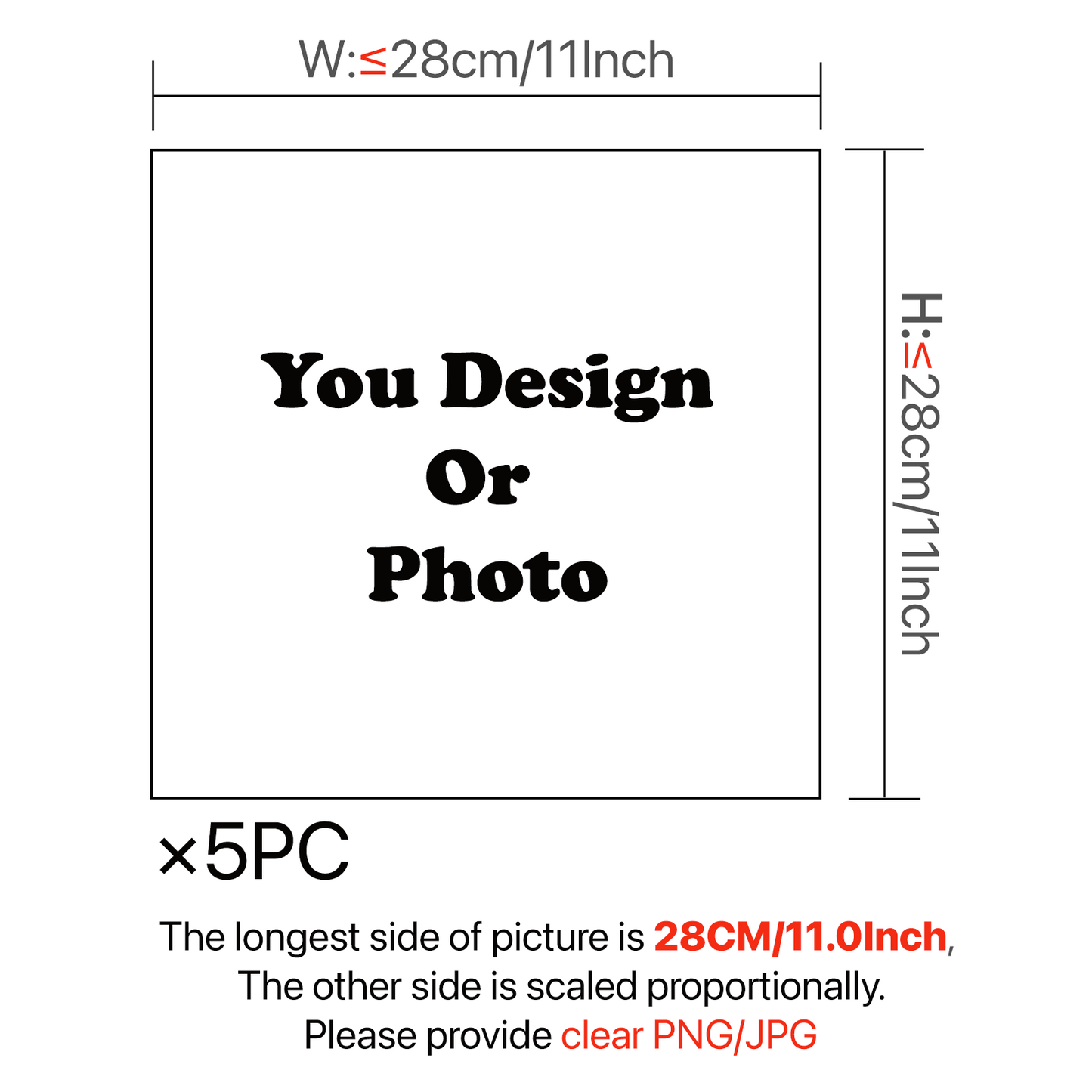 5PCS (28cm*28cm/11 inch*11 inch) Professional Grade Iron-on Transfers, Customized DIY Thermal Transfer Hot Print Pictures Processing, Create Custom Apparel in Minutes(DTF Technology)