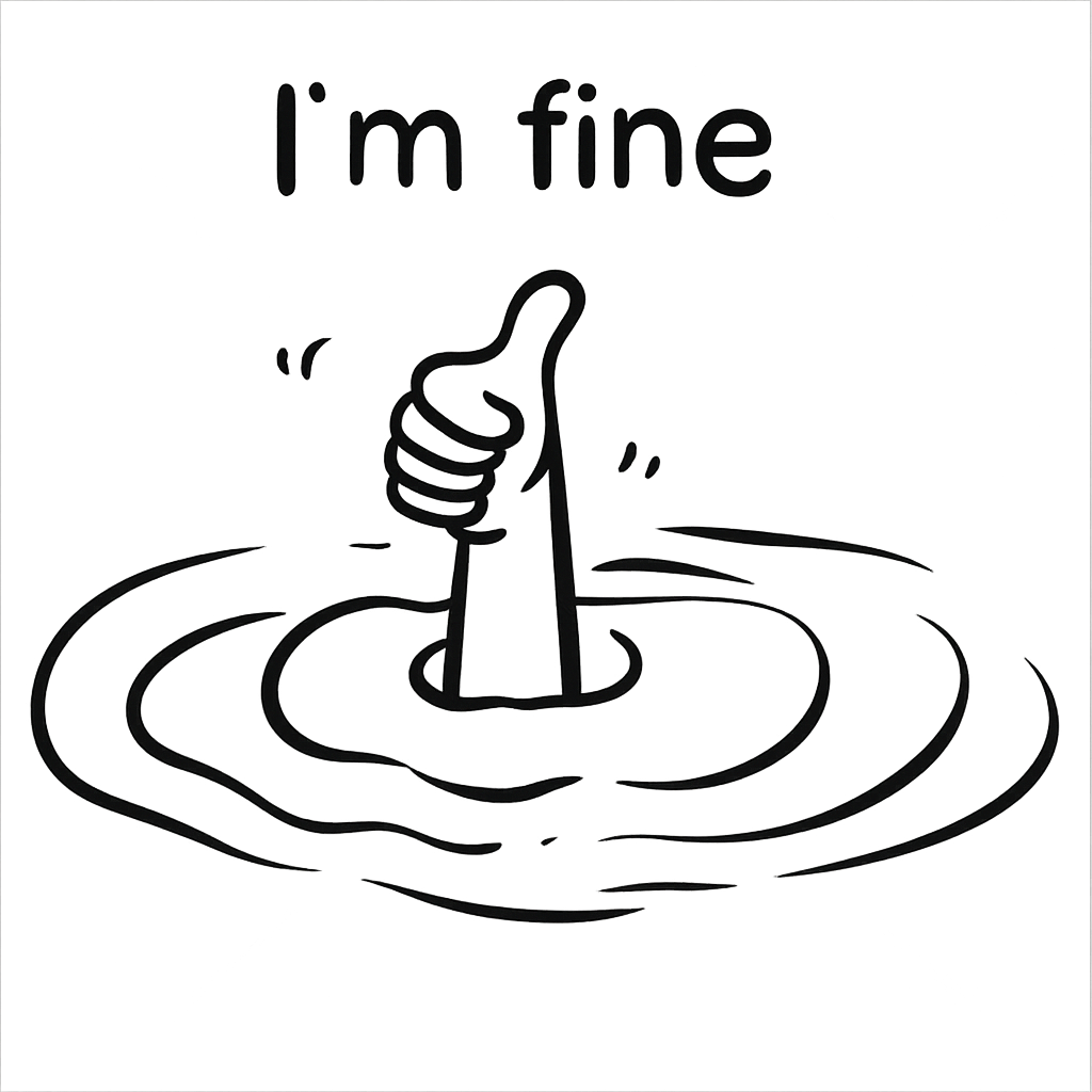 DTF Heat Transfer Iron On Sticker, Humorous I'm fine Thumb Graphic, For Sarcastic Apparel And Fun Decor