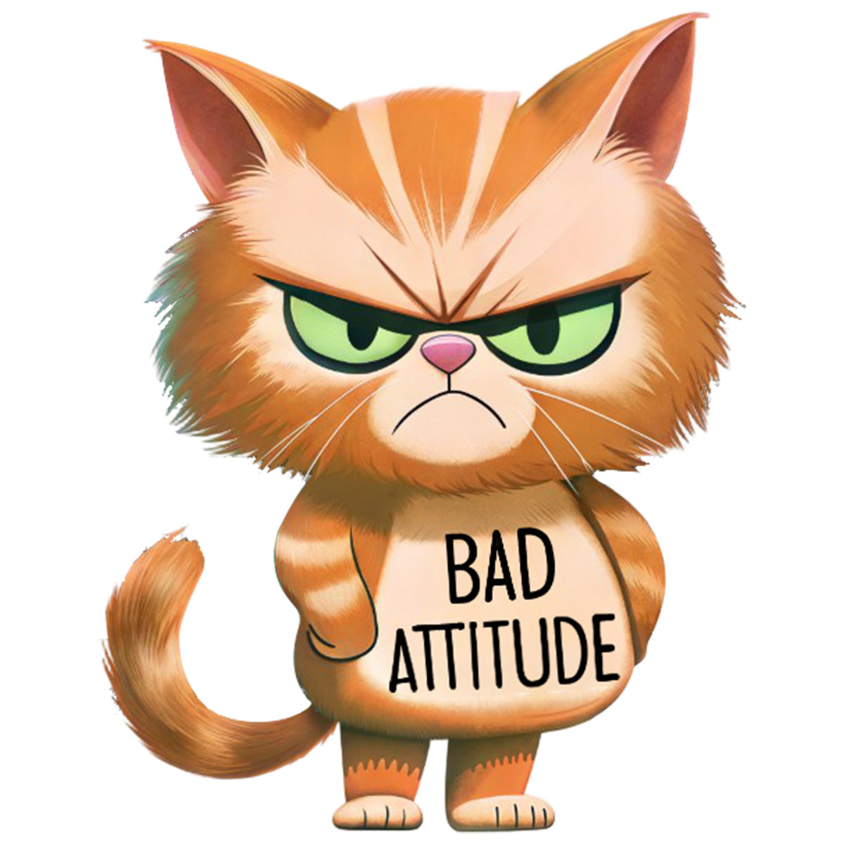 Bad Cat Attitude DTF Transfers | Edgy Applique Patches for Streetwear & Home Textiles | Bold Graphic Art Style | High-Definition Color Retention | Reusable DIY Decor Solution