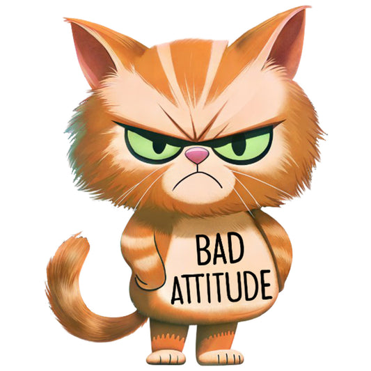 Bad Cat Attitude DTF Transfers | Edgy Applique Patches for Streetwear & Home Textiles | Bold Graphic Art Style | High-Definition Color Retention | Reusable DIY Decor Solution