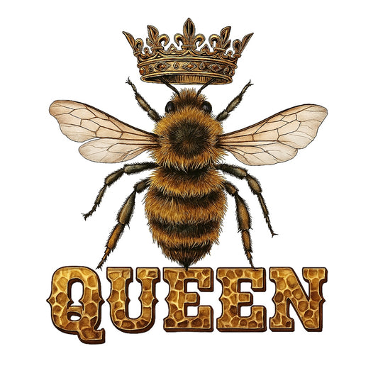 DTF Heat Transfer Iron On Sticker Queen Bee Design Premium Quality Full Color Long Lasting for Clothing Apparel DIY Craft