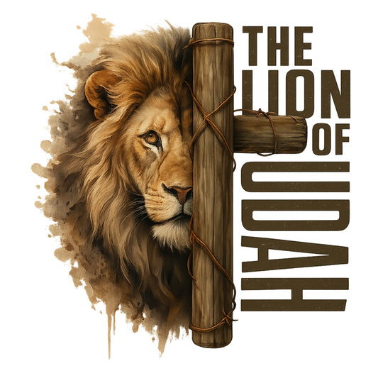 The Lion of Judah DTF Transfer,Christian Iron On Decal for T-Shirts, Bold Religious Lion Cross Design, Heat Press Ready, Faith-Based Graphic for DIY Apparel