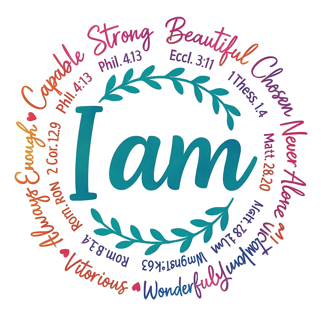 I Am Bible Verse Heat Transfer,  Inspirational Christian Iron-On Decal for T-Shirts, Clothing, Pillow Decor ,  Washable DIY Craft Sticker