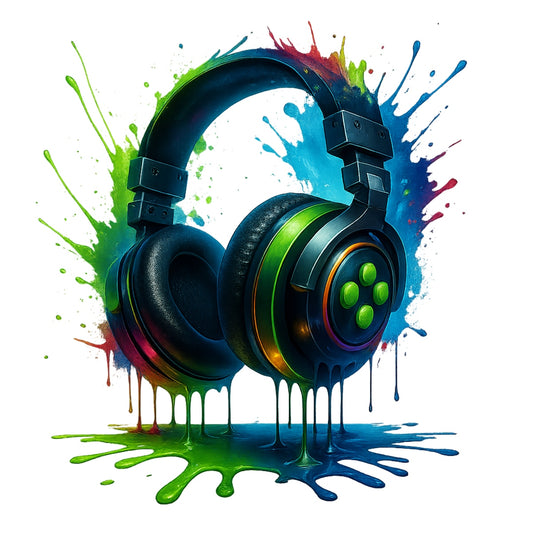 DTF Heat Transfer Iron On Sticker,Colorful Headphone Design,For Music Enthusiasts & Gaming Setups