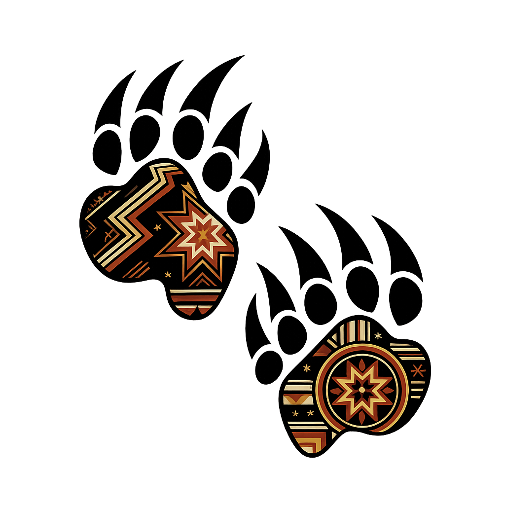 DTF Heat Transfer Iron On Sticker , Bear Paw Print, Tribal Ethnic Style, Geometric Star Patterns, for Clothing Jeans T-Shirt Boots Hat Bag Backpack