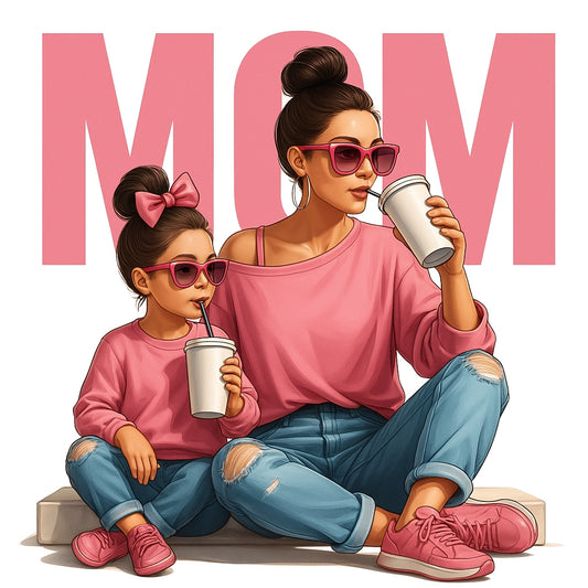 Mom and Daughter Matching Outfits Iron On Transfer ,  Cute Mother’s Day Heat Press Design for T-Shirts, DIY Gift
