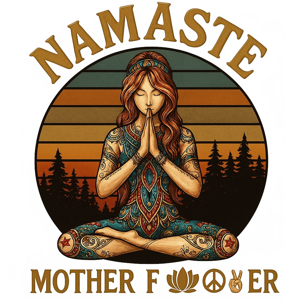 Boho Hippie Namaste Iron On Transfer, Funny Yoga Meditation Patch for T-Shirts, Retro Spiritual Peace Design, Heat Press Vinyl for DIY Clothing