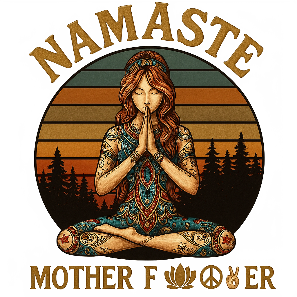 Boho Hippie Namaste Iron On Transfer, Funny Yoga Meditation Patch for T-Shirts, Retro Spiritual Peace Design, Heat Press Vinyl for DIY Clothing
