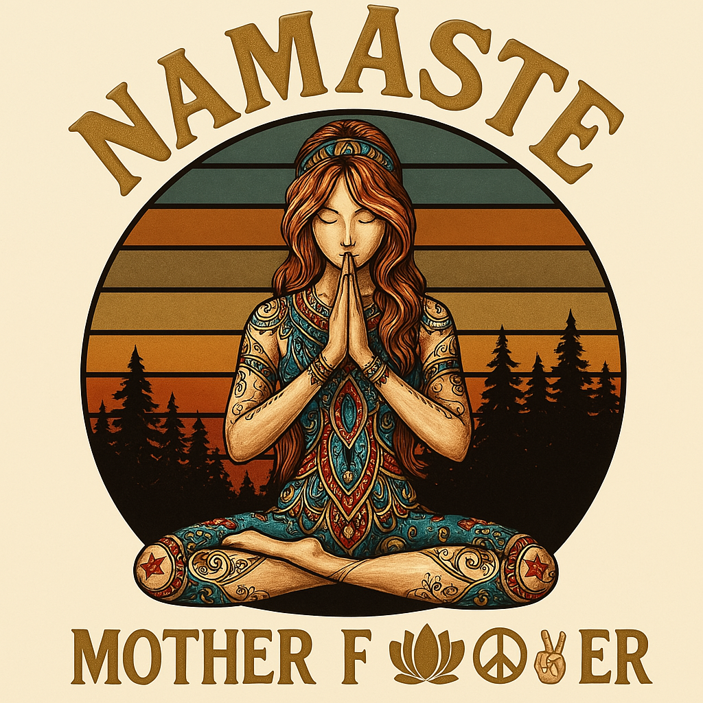 Boho Hippie Namaste Iron On Transfer, Funny Yoga Meditation Patch for T-Shirts, Retro Spiritual Peace Design, Heat Press Vinyl for DIY Clothing
