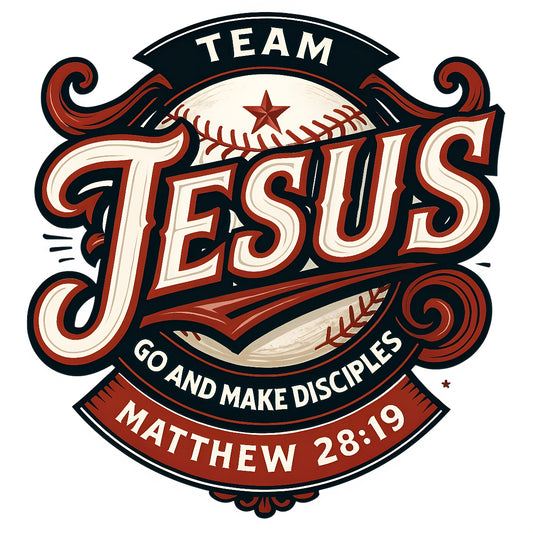 Team Jesus DTF Transfer – Christian Baseball Iron On Patch for T-Shirts | Religious Heat Press Sticker | Matthew 28:19 Bible Verse Faith Graphic | DIY Christian Apparel Decor