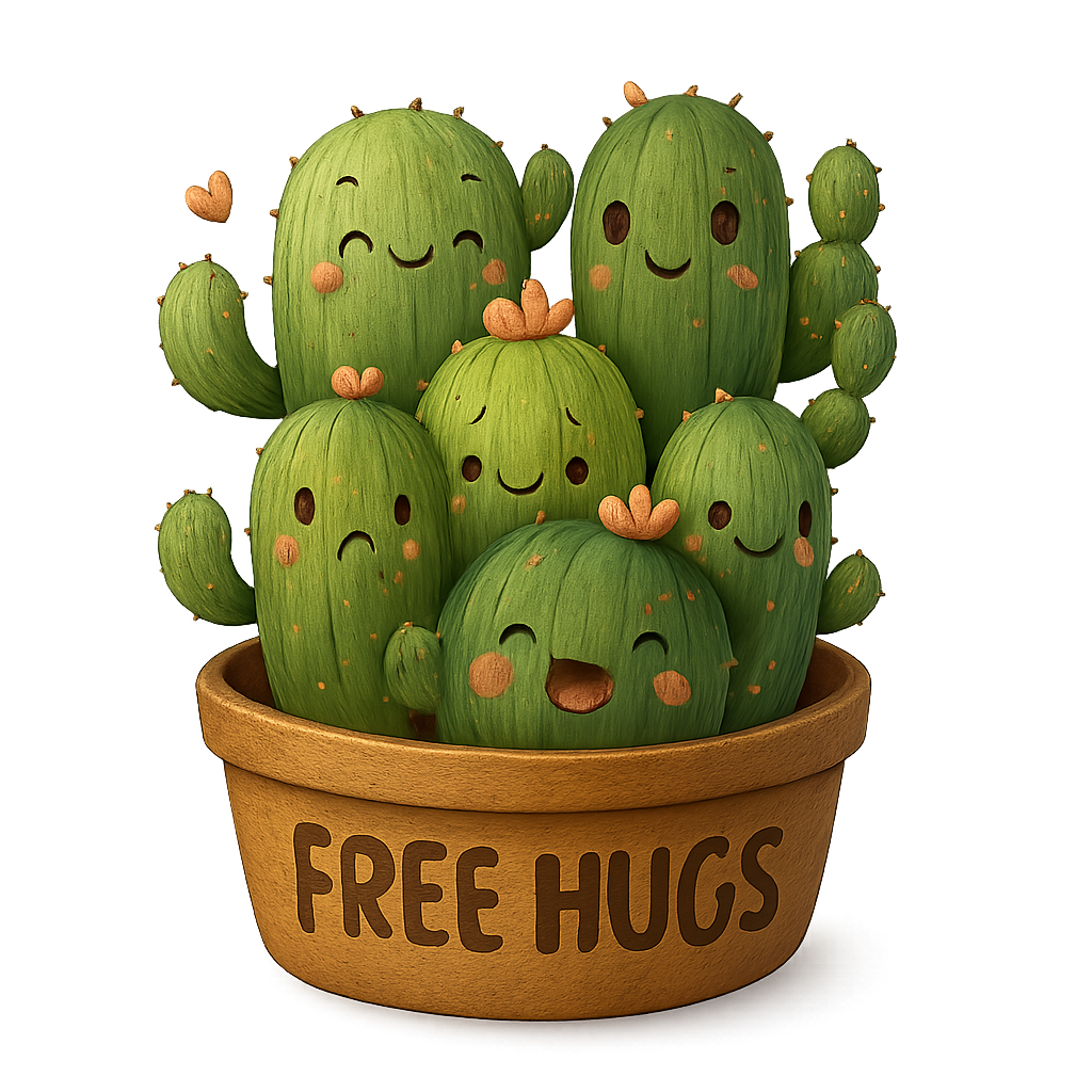 Cute Cactus "Free Hugs" Iron-On Transfer,Funny DTF Heat Transfer Patch for T-Shirts, Tote Bags, Hoodies