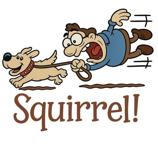 Funny Dog & Man Cartoon DTF Iron On Transfer, Squirrel Reaction Design for T-Shirts, Sweatshirts, Tote Bags,Heat Press Ready, DIY Animal Humor Patch, Cute Pet Lover Gift