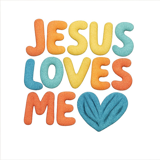 Jesus Loves Me DTF Transfer for T-Shirts,Christian Faith Heat Press Iron-On Decal, Bible Verse Religious Sublimation Print for White Tee