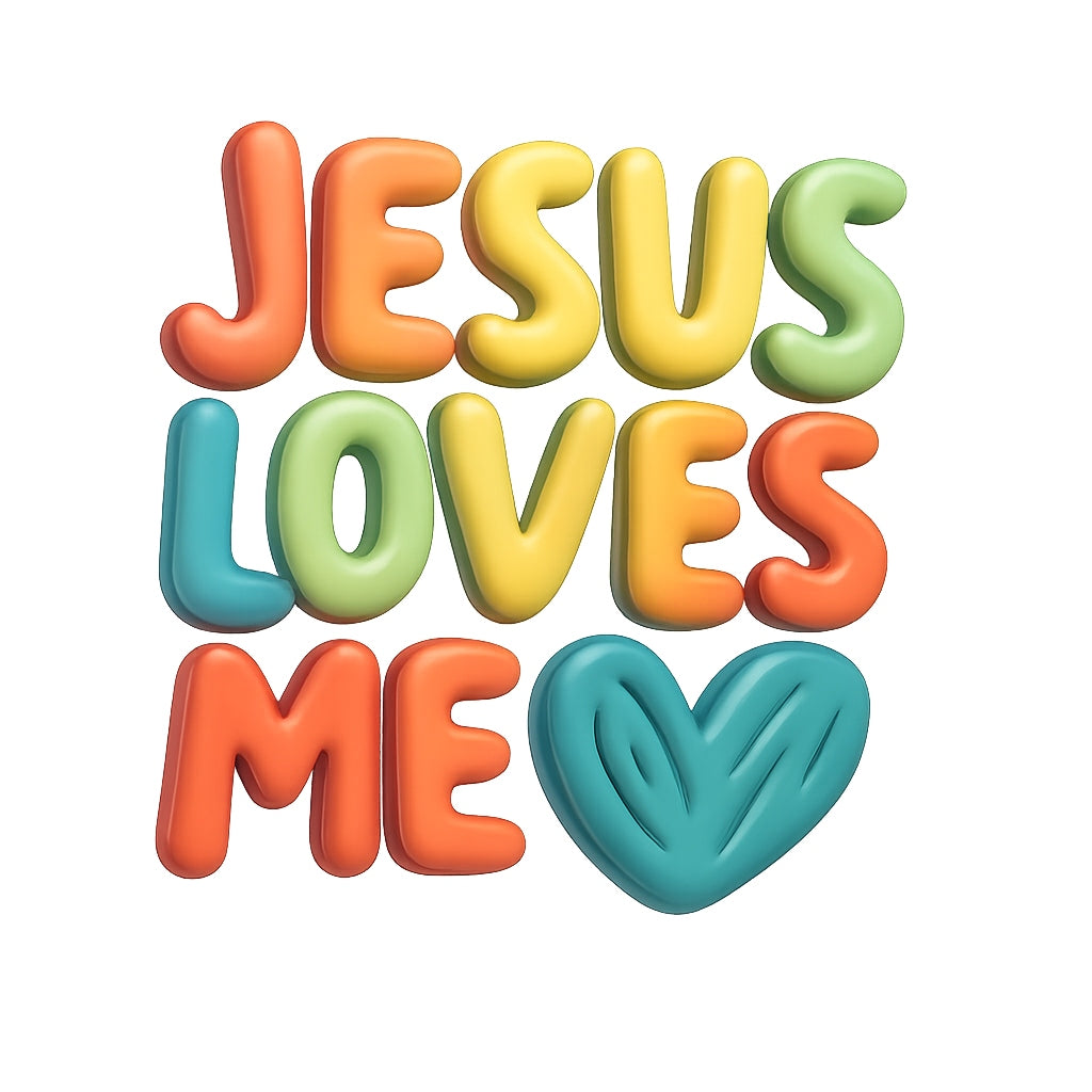 Jesus Loves Me DTF Transfer for T-Shirts,Christian Faith Heat Press Iron-On Decal, Bible Verse Religious Sublimation Print for White Tee