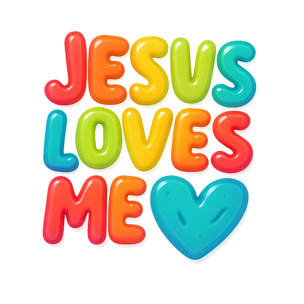 Jesus Loves Me DTF Transfer for T-Shirts,Christian Faith Heat Press Iron-On Decal, Bible Verse Religious Sublimation Print for White Tee
