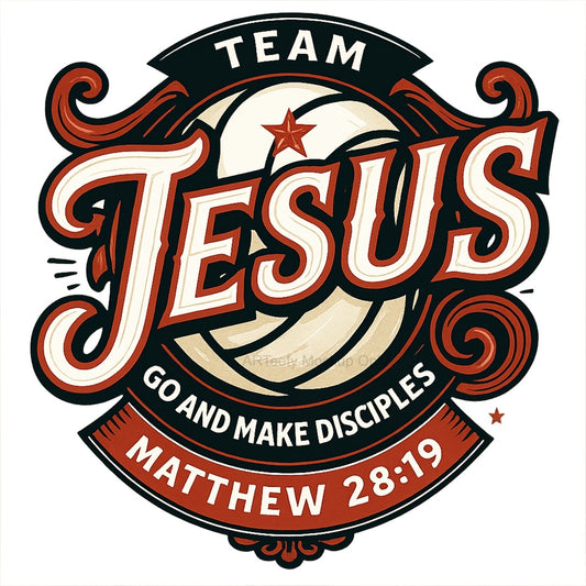 DTF Heat Transfer Iron On Sticker, Team Jesus Volleyball & Scripture Elements, For Faith Based Sports Apparel and Church Event Decor