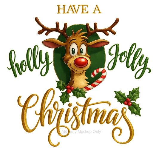 DTF Heat Transfer Iron On Sticker, Festive Reindeer & Christmas Greeting Elements, For Holiday Apparel And Christmas Themed Gatherings