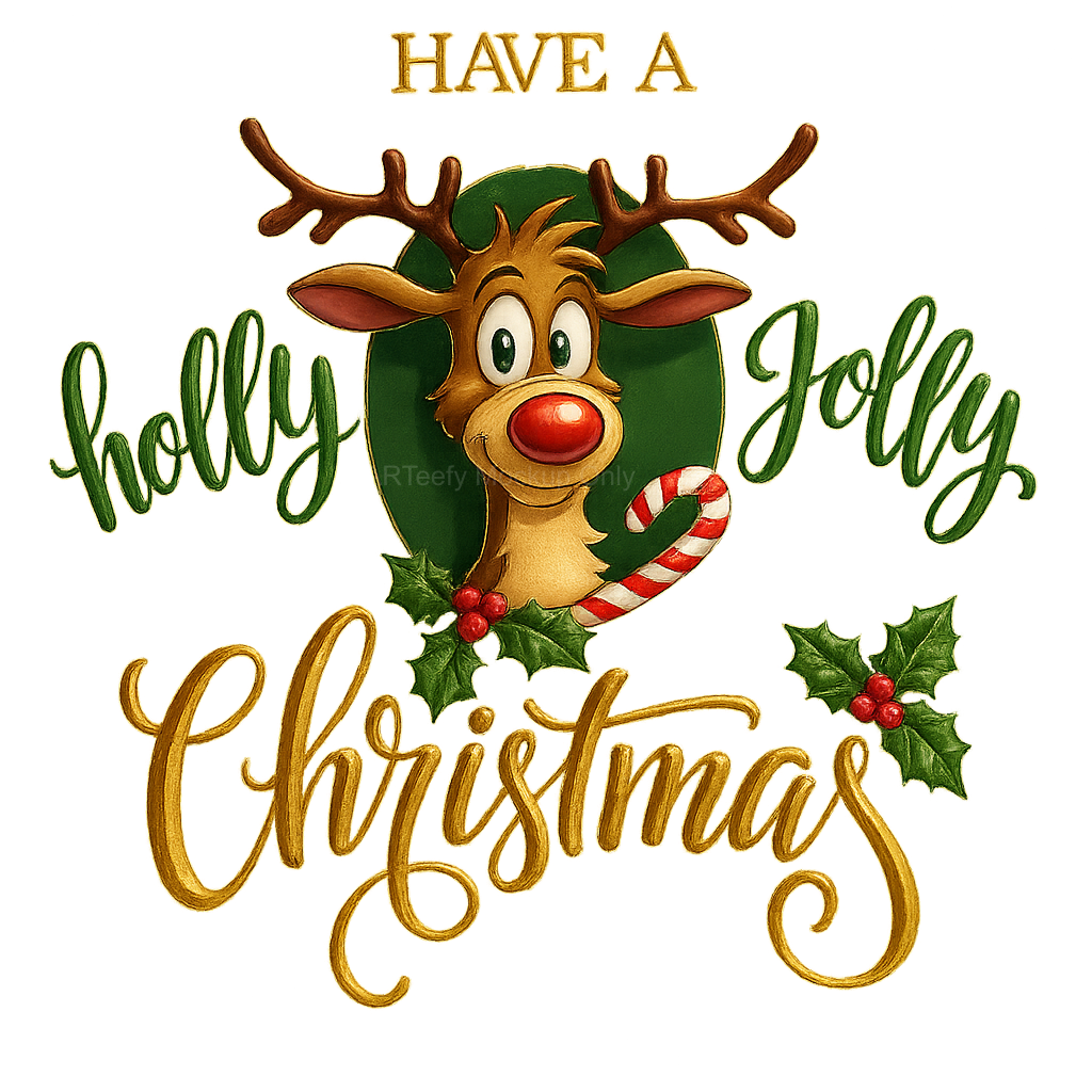 DTF Heat Transfer Iron On Sticker, Festive Reindeer & Christmas Greeting Elements, For Holiday Apparel And Christmas Themed Gatherings