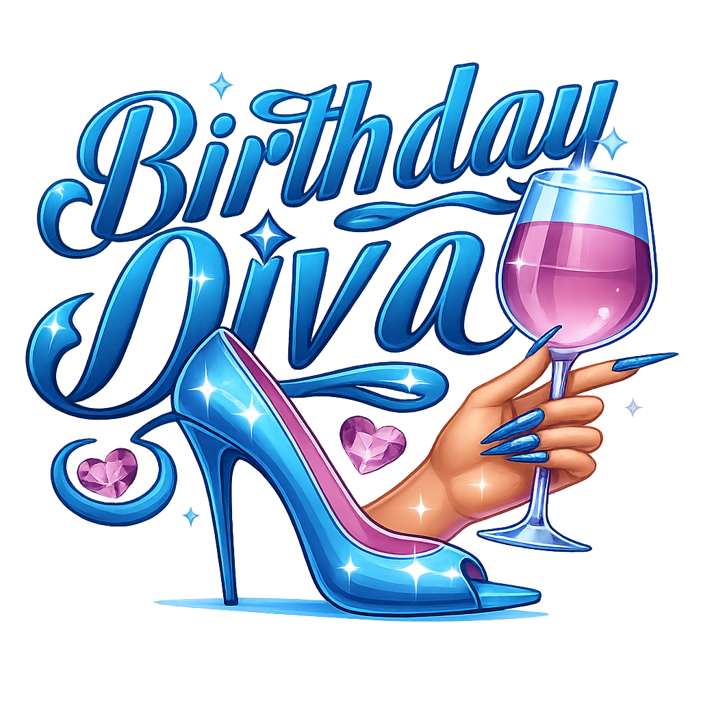 DTF Heat Transfer Iron On Sticker, Birthday Diva High Heel Graphic, for Birthday Celebration Apparel and Party Decor