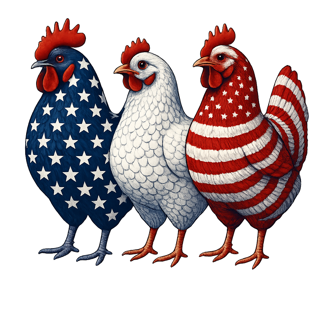 DTF Heat Transfer Iron On Sticker, Patriotic Chicken USA Flag Graphic, for 4th of July Apparel and Independence Day Decor
