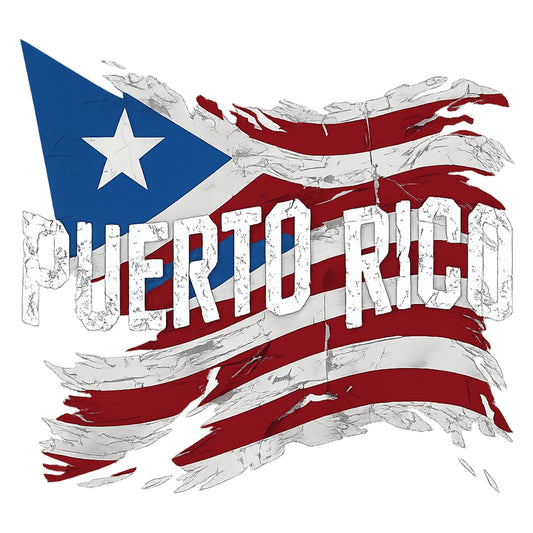 DTF Heat Transfer Iron On Sticker, Puerto Rico Flag Retro Graphic, for Cultural Pride Apparel and Heritage Decor