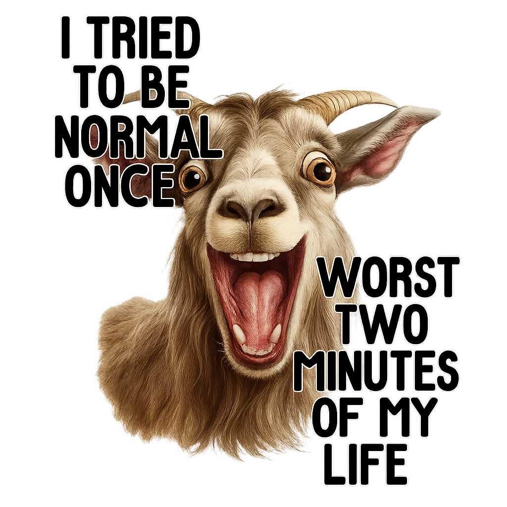 DTF Heat Transfer Iron On Sticker, Funny Goat Meme Graphic, for Humor Apparel and Casual Decor