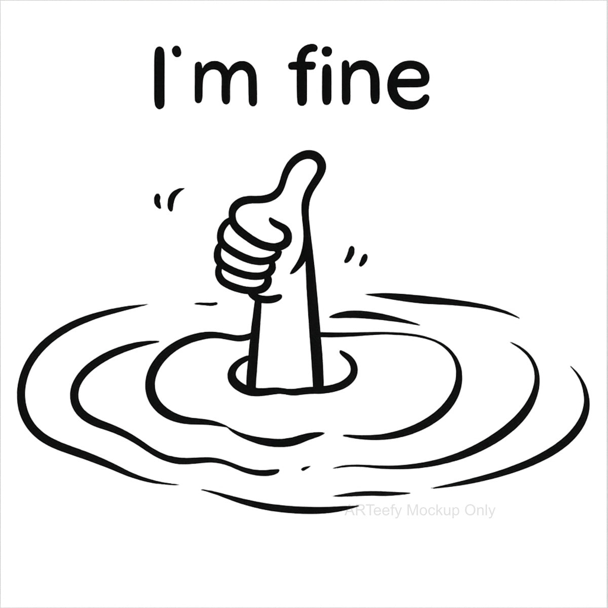 DTF Heat Transfer Iron On Sticker, Humorous I'm fine Thumb Graphic, For Sarcastic Apparel And Fun Decor