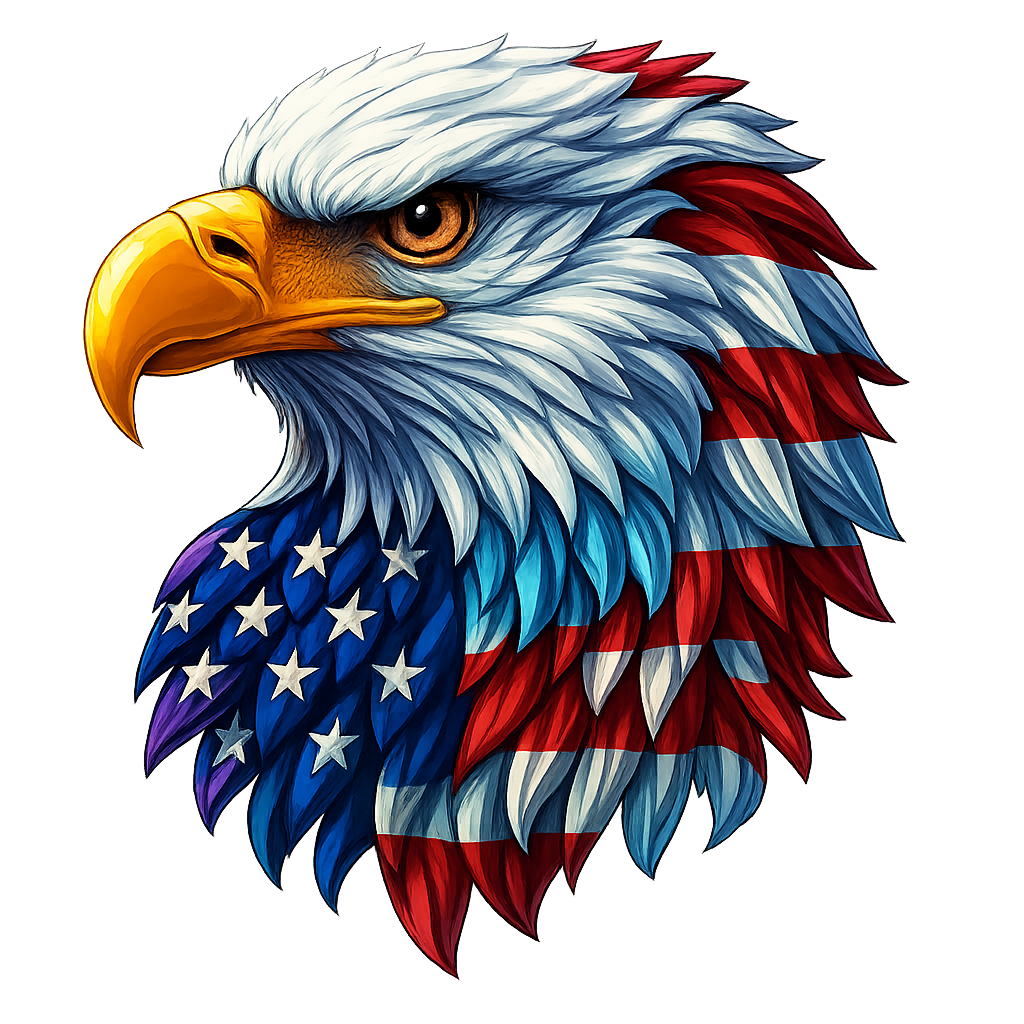 DTF Heat Transfer Iron On Sticker, Patriotic American Eagle Graphic, For USA  Themed Apparel And Festive Decor