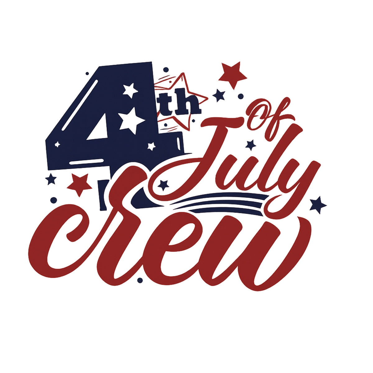 DTF Heat Transfer Iron On Sticker, Patriotic 4th Of July Crew Graphic, For Independence Day Apparel And Festive Decor