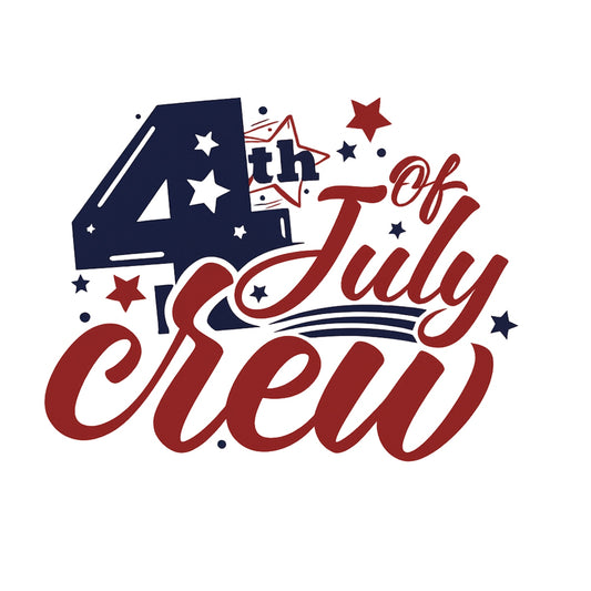 DTF Heat Transfer Iron On Sticker, Patriotic 4th Of July Crew Graphic, For Independence Day Apparel And Festive Decor