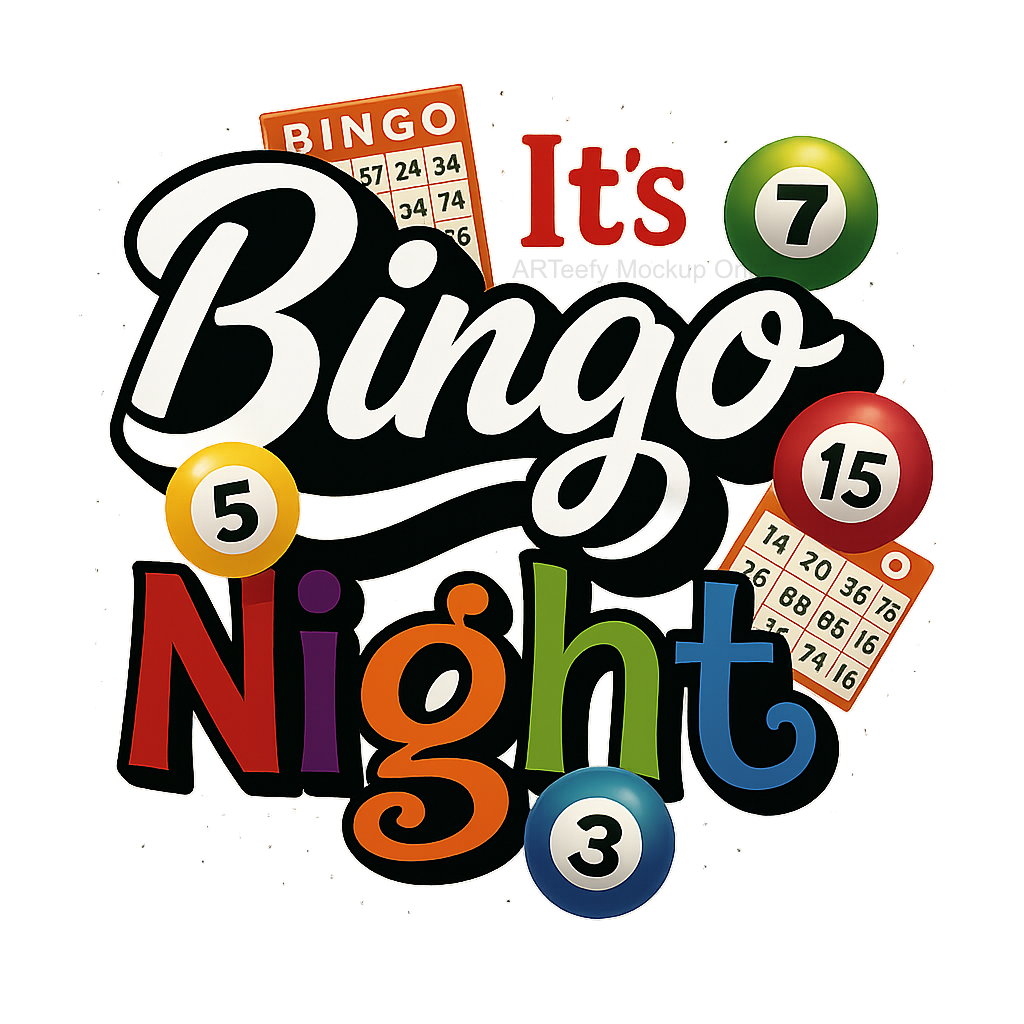 DTF Heat Transfer Iron On Sticker, Fun Bingo Night Graphic, For Game Themed Apparel And Party Decor