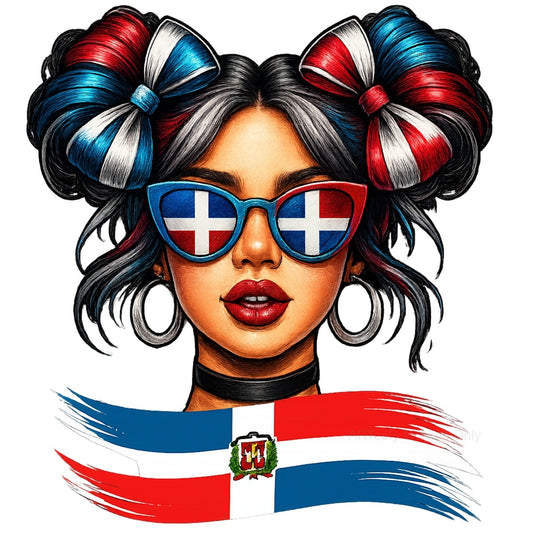 DTF Heat Transfer Iron On Sticker, Dominican Flag  Inspired Graphic, For Cultural Pride Apparel And National Day Decor