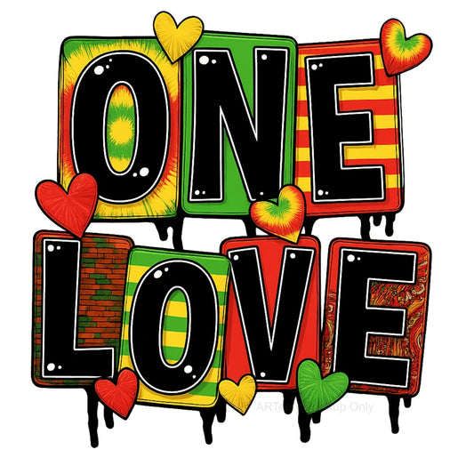 DTF Heat Transfer Iron On Sticker, Colorful ONE LOVE Graphic, For Reggae  Vibe Apparel And Music Themed Decor