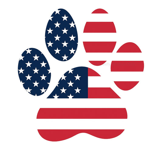 DTF Heat Transfer Iron On Sticker, Patriotic Dog Paw Graphic, For USA  Themed Pet Apparel And Fourth Of July Decor