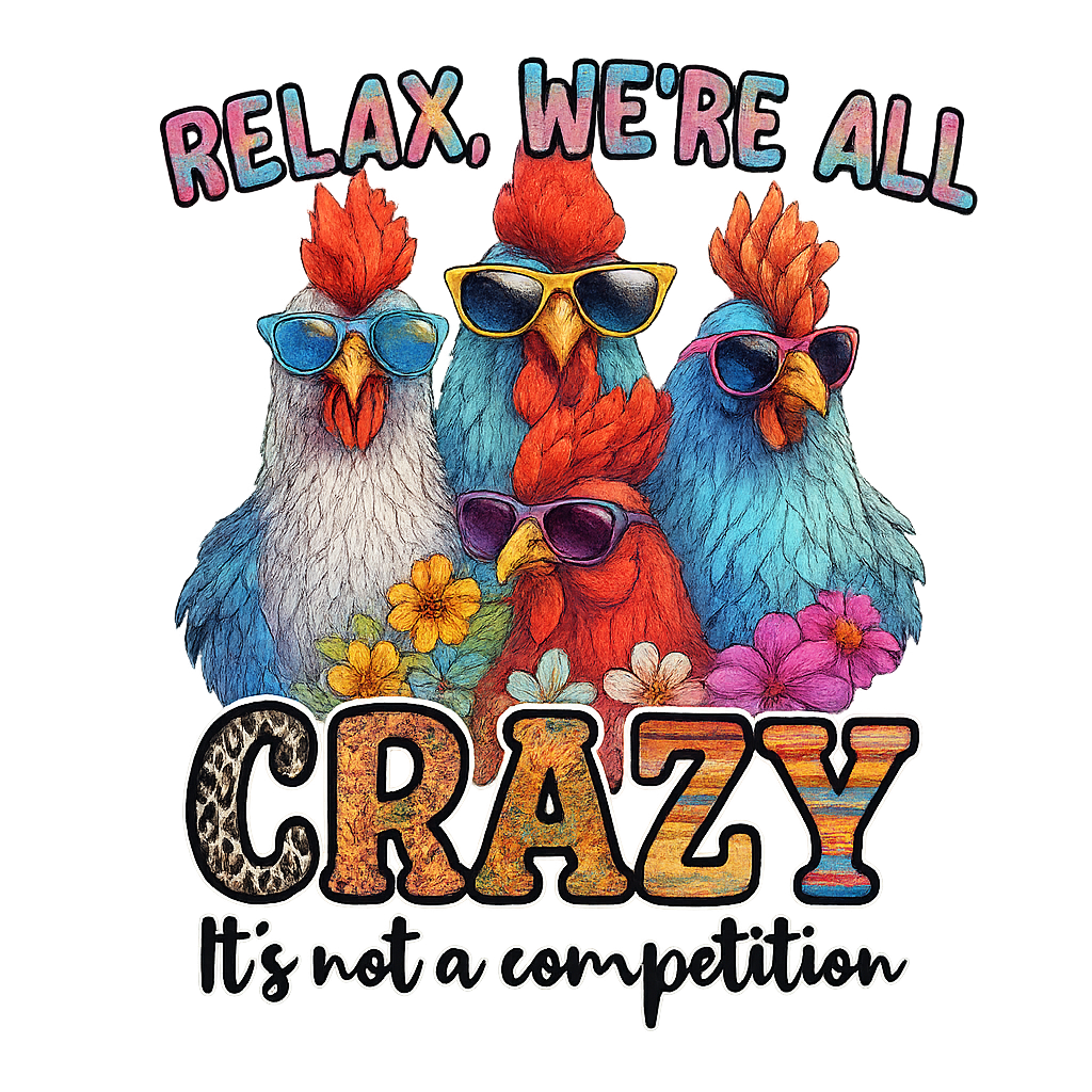 DTF Heat Transfer Iron On Sticker, Funky Chicken Crew Graphic, For Humorous Apparel And Lighthearted Deco