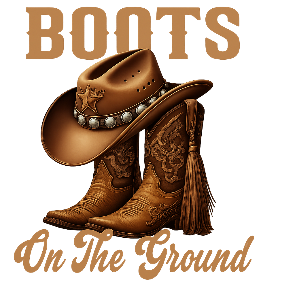 DTF Heat Transfer Iron On Sticker, Western Cowboy Boots & Hat Graphic, For Country Style Apparel And Rustic Decor