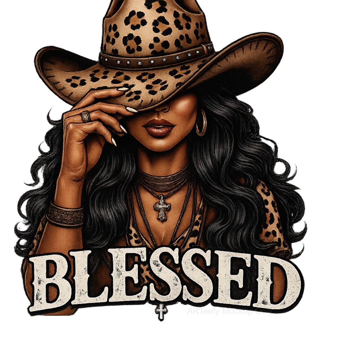 DTF Heat Transfer Iron On Sticker, Stylish Cowgirl BLESSEDGraphic, For Western  Chic Apparel And Boho Decor