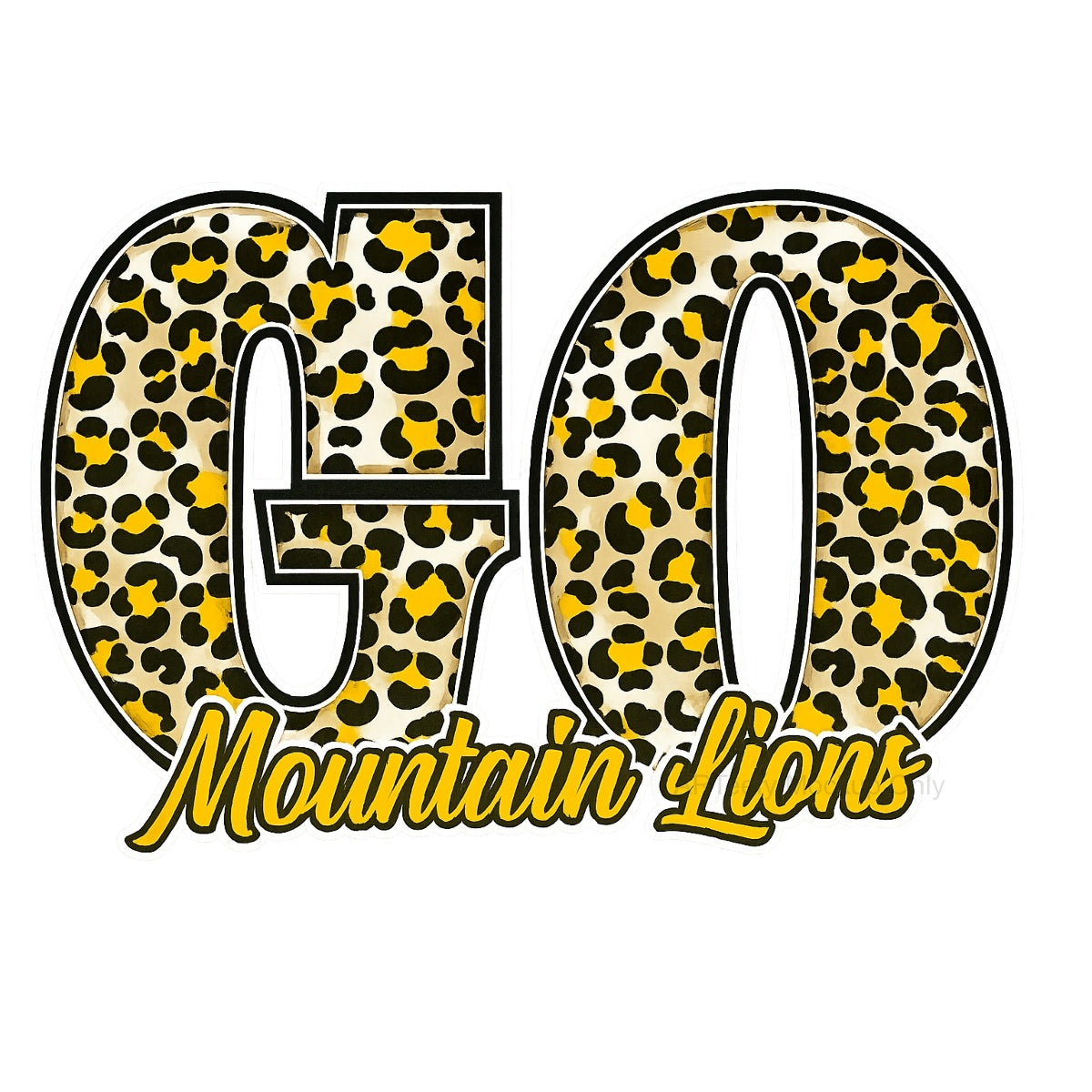 DTF Heat Transfer Iron On Sticker, Sports Themed GO Mountain Lions Leopard Print Graphic, For Team Spirit Apparel And School Event Decor