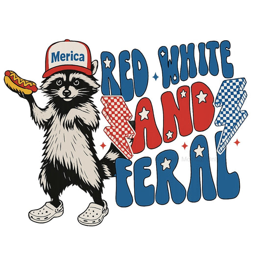 DTF Heat Transfer Transfer Iron On Sticker, Patriotic  Themed Raccoon & Slogan Graphic, For Fourth of July Apparel And Patriotic Party Decor