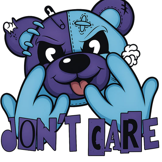 DTF Heat Transfer Iron On Sticker, Rebellious Two - Tone Bear Design, for Urban Fashion & Attitude - Driven Gear