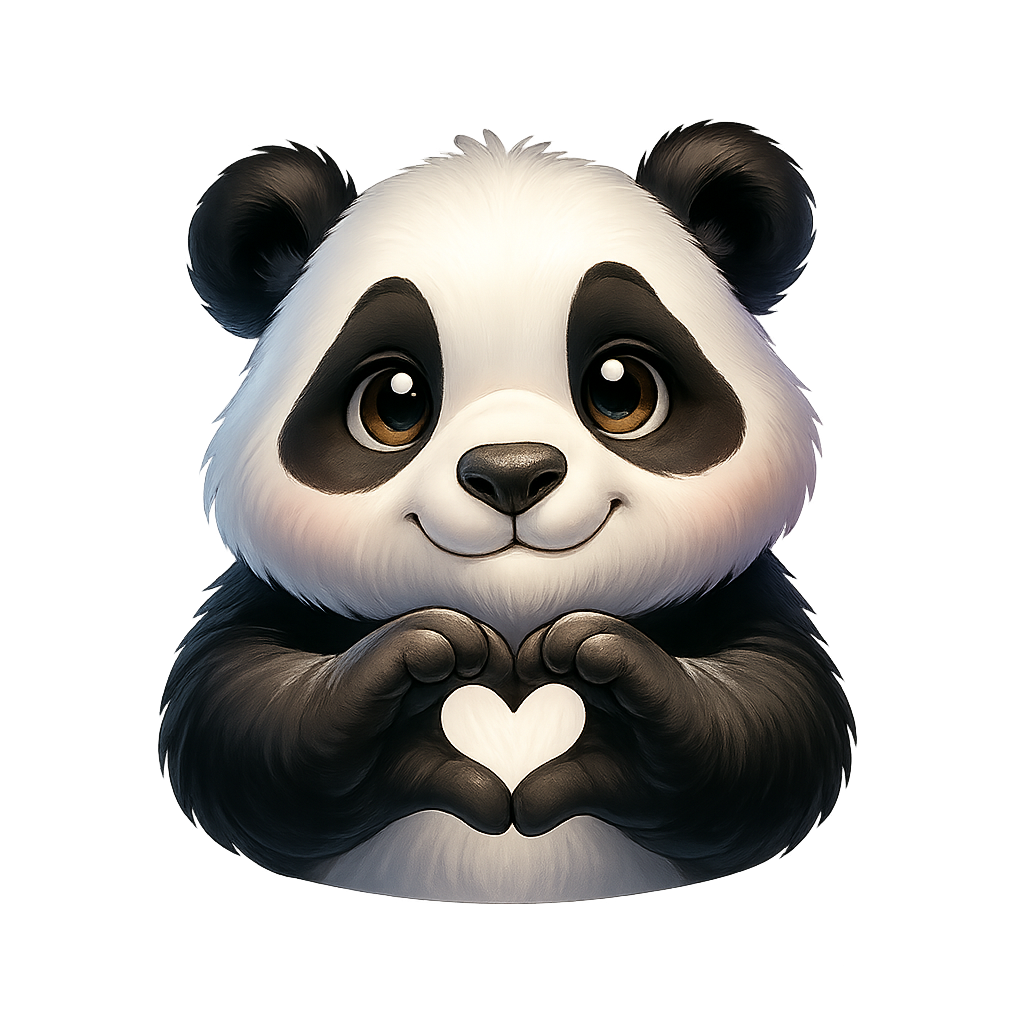 DTF Heat Transfer Iron On Sticker,Cute Panda with Heart Hands Design for DIY Shirt, Tote Bag, Animal Lover Gift, Aesthetic Graphic Patch