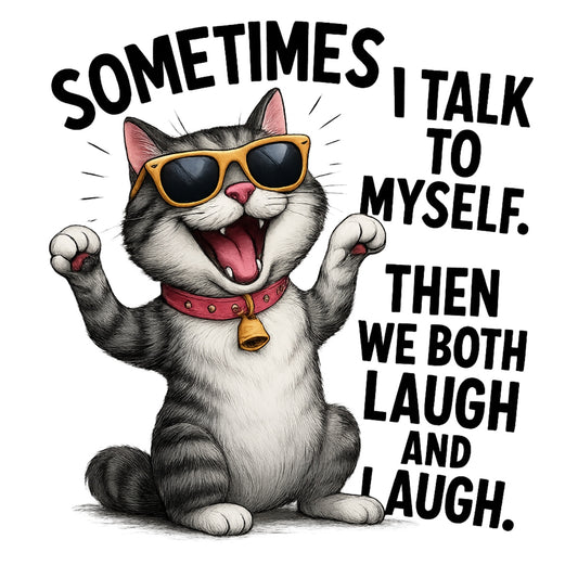 DTF Heat Transfer Iron On Sticker, Funny Cat Self,Talk Sticker for DIY Clothing Jeans Bags Shoes