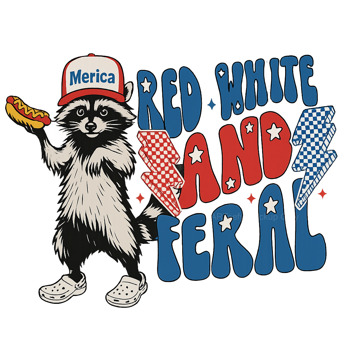 DTF Heat Transfer Transfer Iron On Sticker, Patriotic  Themed Raccoon & Slogan Graphic, For Fourth of July Apparel And Patriotic Party Decor