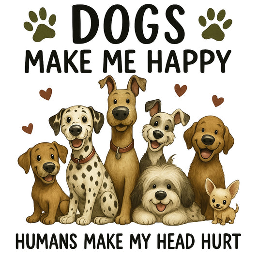 Funny Dog DTF Iron On Transfer for T-Shirts,Cute Pet Lover Heat Press Decal, DTF Print for DIY Shirts, Tote Bags